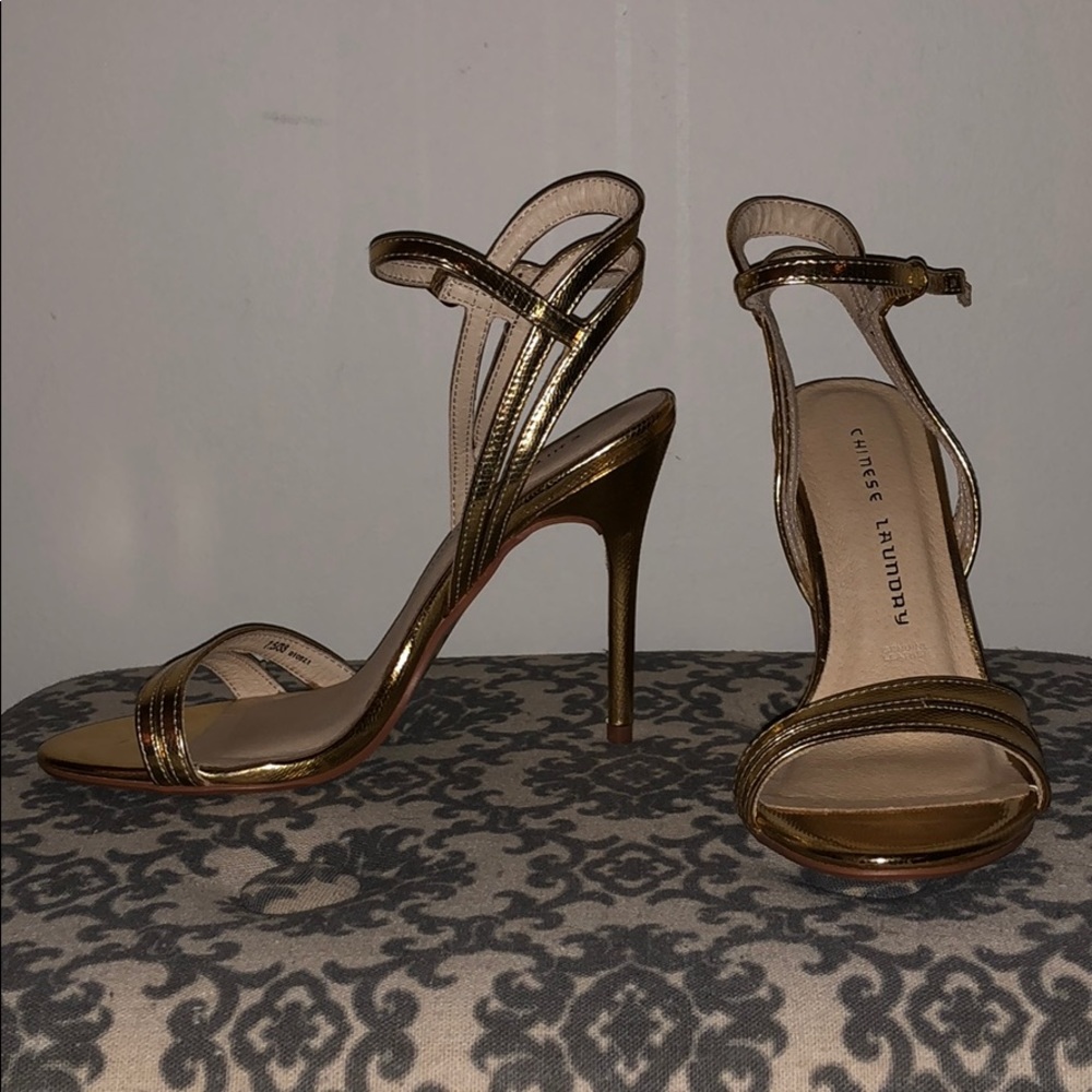 Gold Chinese laundry heels